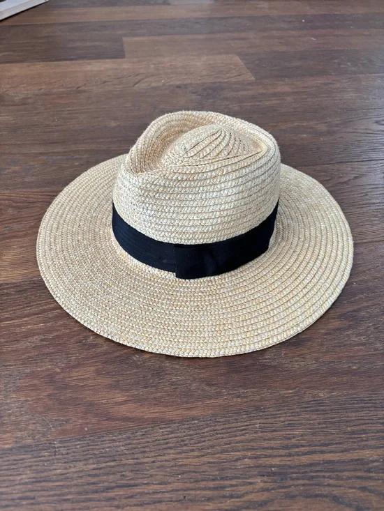 Brixton Joanna in Honey Straw Wide-Brim Hat with Black Band - Picture 4 of 11